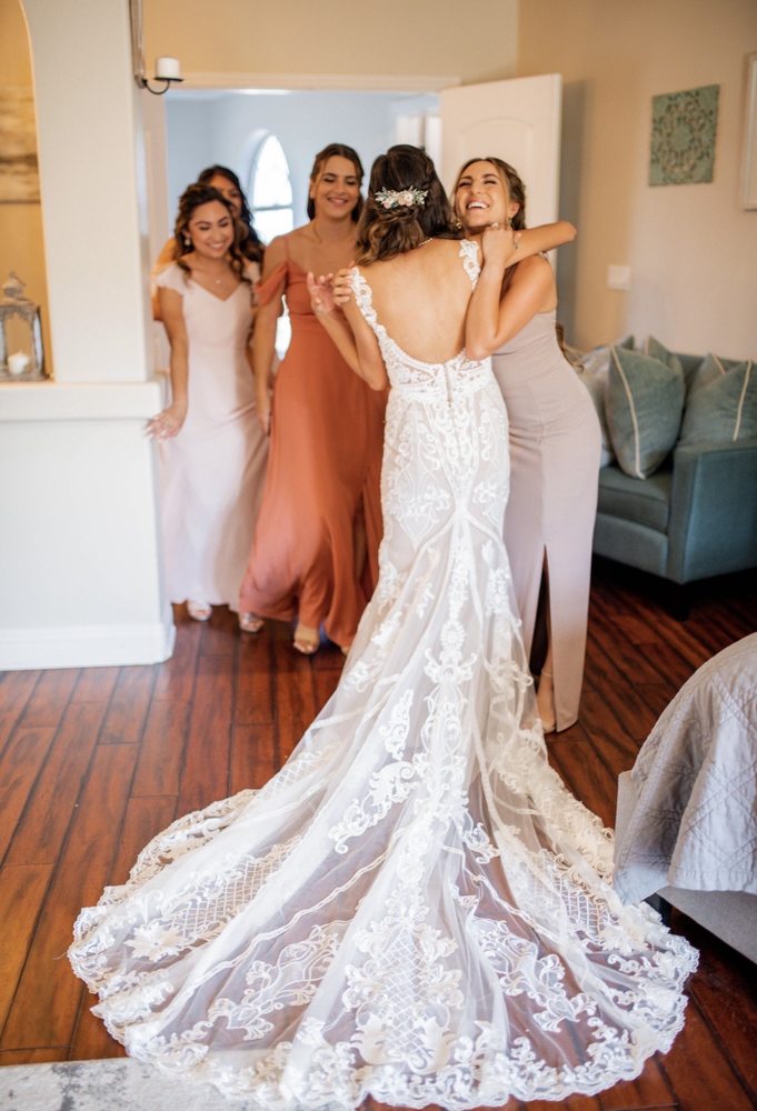 Intricate beaded formal gown detail